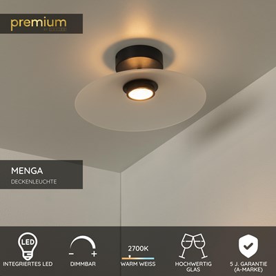 Lucide MENGA - Deckenleuchte - Ø 40 cm - LED Dim. - 1x11W 2700K - Opal | Premium